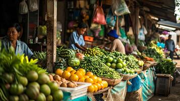 ai-generated-local-people-selling-fruits-and-vegetables-at-the-market-photo